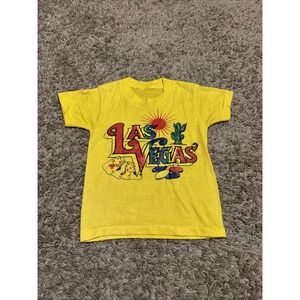 Vintage 80s Las Vegas Single Stitch T Tee Shirt Short Sleeves Small S Yellow‎